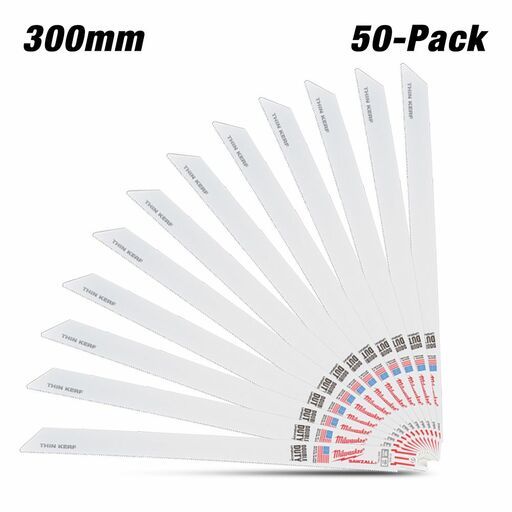 Milwaukee 48016189 50-Pack 300mm (12") 12TPI Ti=hin Kerf SAWZALL Metal Reciprocating Blades – image 2