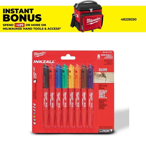 Milwaukee 48223107 8-Pack INKZALL Fine Point Coloured Markers
