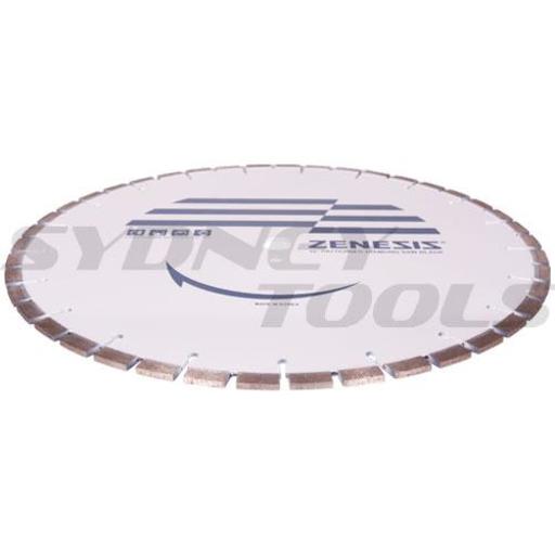 Ehwa ZLACC400 400mm (16") 4.8mm Thick Precut Concrete Zenesis Blade diamond allows a wide enough opening for a ring saw blade to slot into the precut. – image 2
