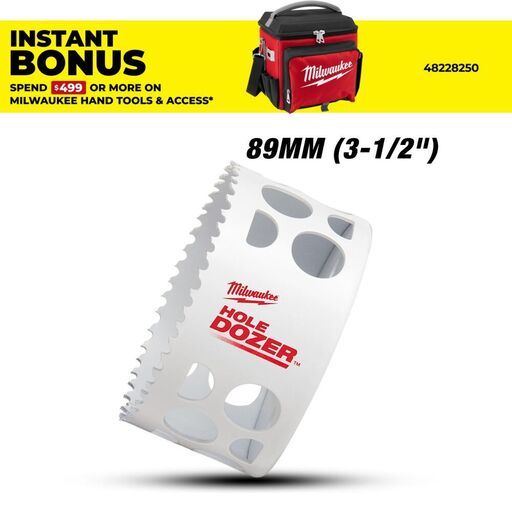 Milwaukee 49560193 89m (3-1/2") HOLE DOZER Bi-Metal Hang Sell Hole Saw