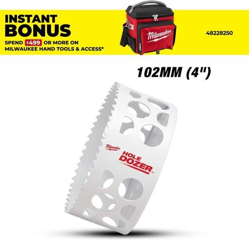 Milwaukee 49560213 102mm (4") HOLE DOZER Bi-Metal Hang Sell Hole Saw