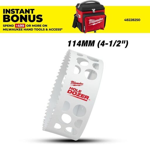 Milwaukee 49560233 114mm (4-1/2") HOLE DOZER Bi-Metal Hang Sell Hole Saw