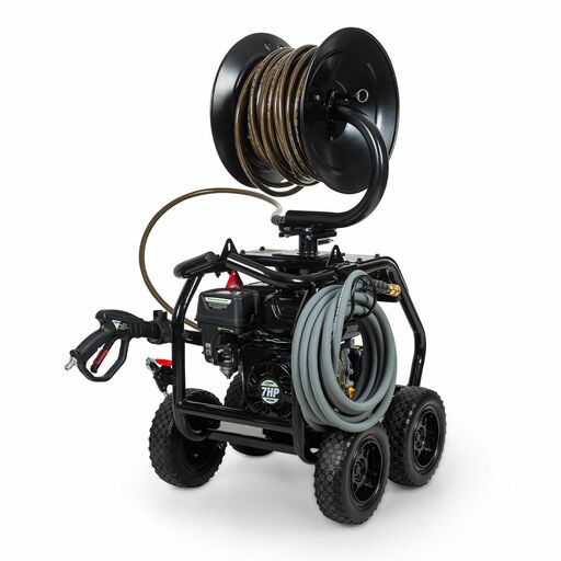 Typhoon TPR3600+SPR30 7HP 3600PSI Petrol Pressure Washer With Turbo Head w/ 30M High Pressure Hose Reel With Fittings