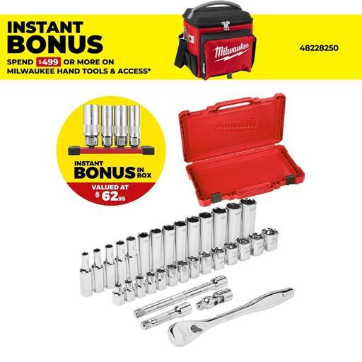 Milwaukee MRSS36 32pce 3/8" Drive Metric Ratchet and Socket Set with BONUS Spark Plug Sockets