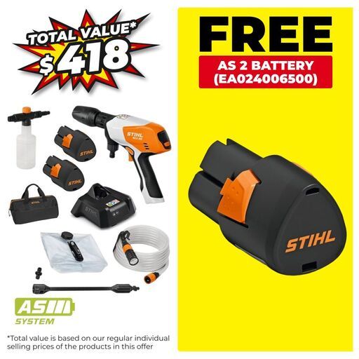 STIHL RCA 20 KIT (RA020117615) 11V Li-ion Cordless AS System Pressure Washer Combo Kit
