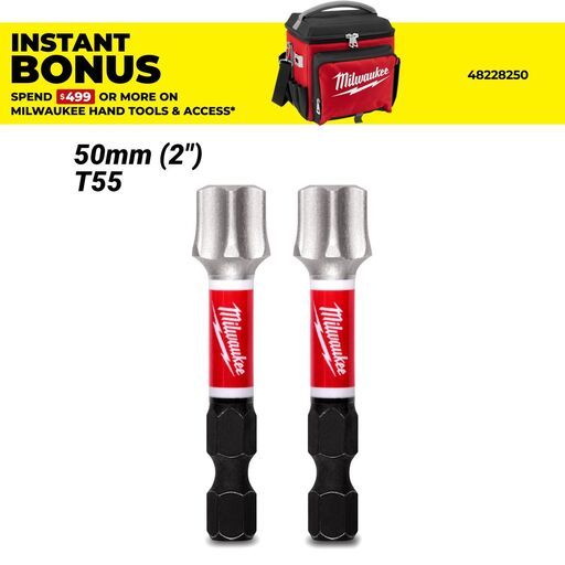 Milwaukee 48326004 2-Pack 50mm (2") SHOCKWAVE T55 Torx Power Bit