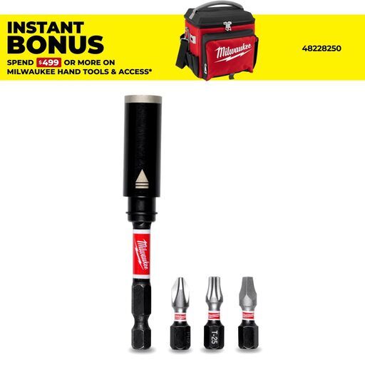 Milwaukee 48327905 4pce 76mm (3") SHOCKWAVE Screw Engaging Magnetic Bit Holder