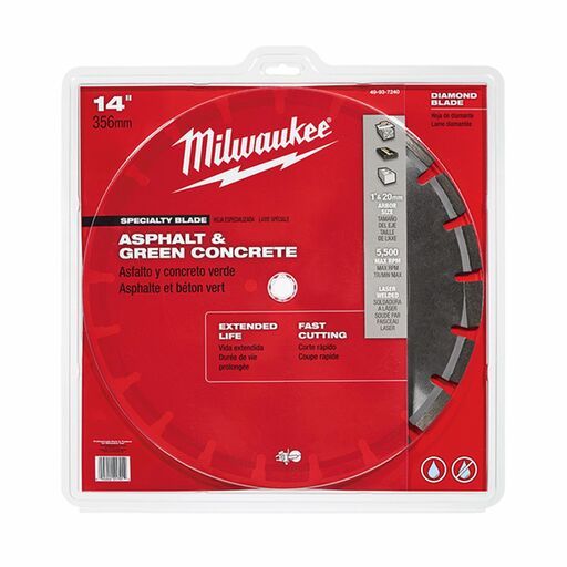 Milwaukee 49937240 350mm (14”) Diamond Asphalt & Green Concrete Segmented Blade – image 6