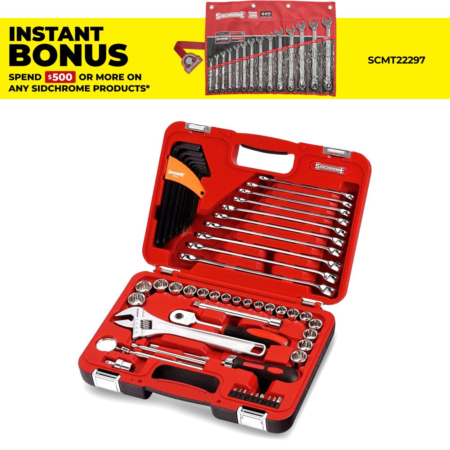 Sidchrome SCMT10811 69pce 3/8" Drive Metirc / AF Socket & Spanner Set – image 1