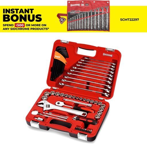 Sidchrome SCMT10811 69pce 3/8" Drive Metirc / AF Socket & Spanner Set