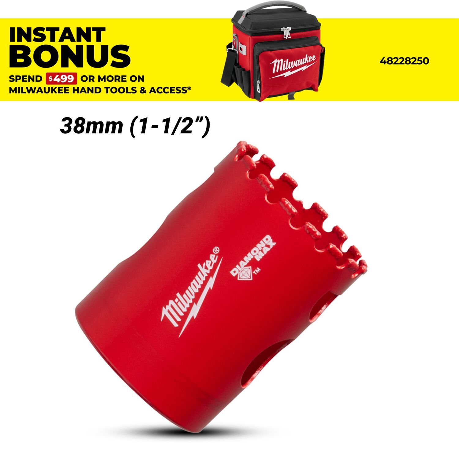 Milwaukee 49565630 38mm (1-1/2") Diamond Plus Hole Saw – image 1