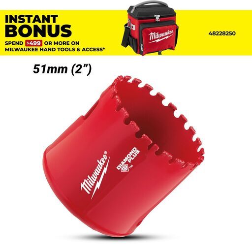Milwaukee 49565645 51mm (2") Diamond Plus Hole Saw