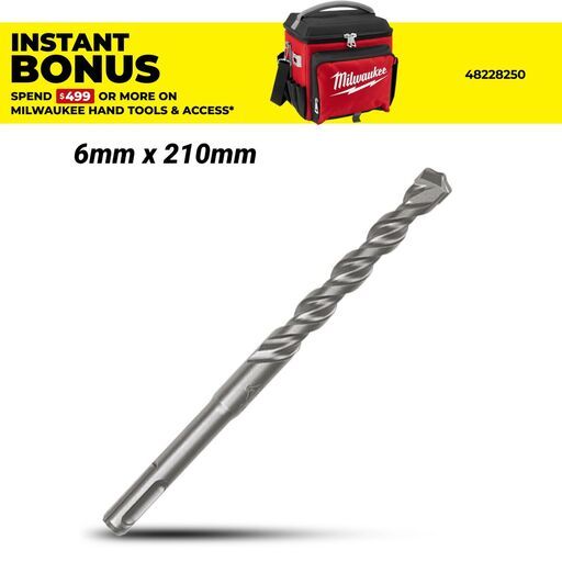 Milwaukee 4932373136 6mm x 210mm SDS Plus M2 2-Cut Drill Bit