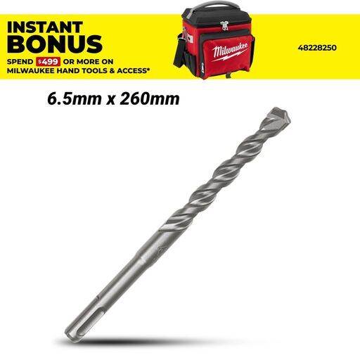 Milwaukee 4932399148 6.5mm x 260mm SDS Plus M2 2-Cut Drill Bit