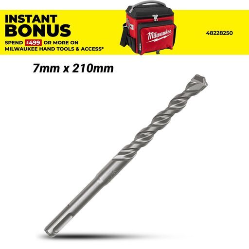 Milwaukee 4932399222 7mm x 210mm SDS Plus M2 2-Cut Drill Bit