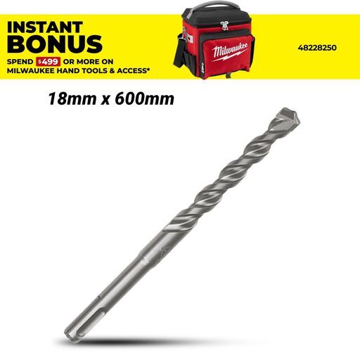 Milwaukee 4932367022 18mm x 600mm SDS Plus M2 2-Cut Drill Bit