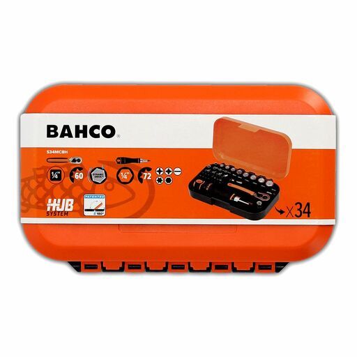 Bahco S34MC8H 34pce 1/4” Square Drive Socket and Bit Set with Metric Hex Profile and Ratcheting Bit Holde – image 8