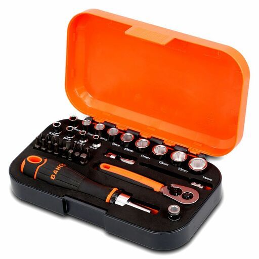 Bahco S34MC8H 34pce 1/4” Square Drive Socket and Bit Set with Metric Hex Profile and Ratcheting Bit Holde – image 3