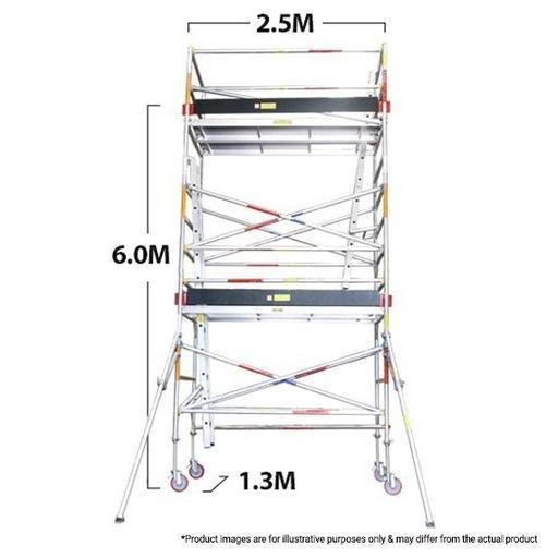 Climbrite CLI6D 2.5 x 1.3 x 6m Double Width Aluminium Mobile Scaffold