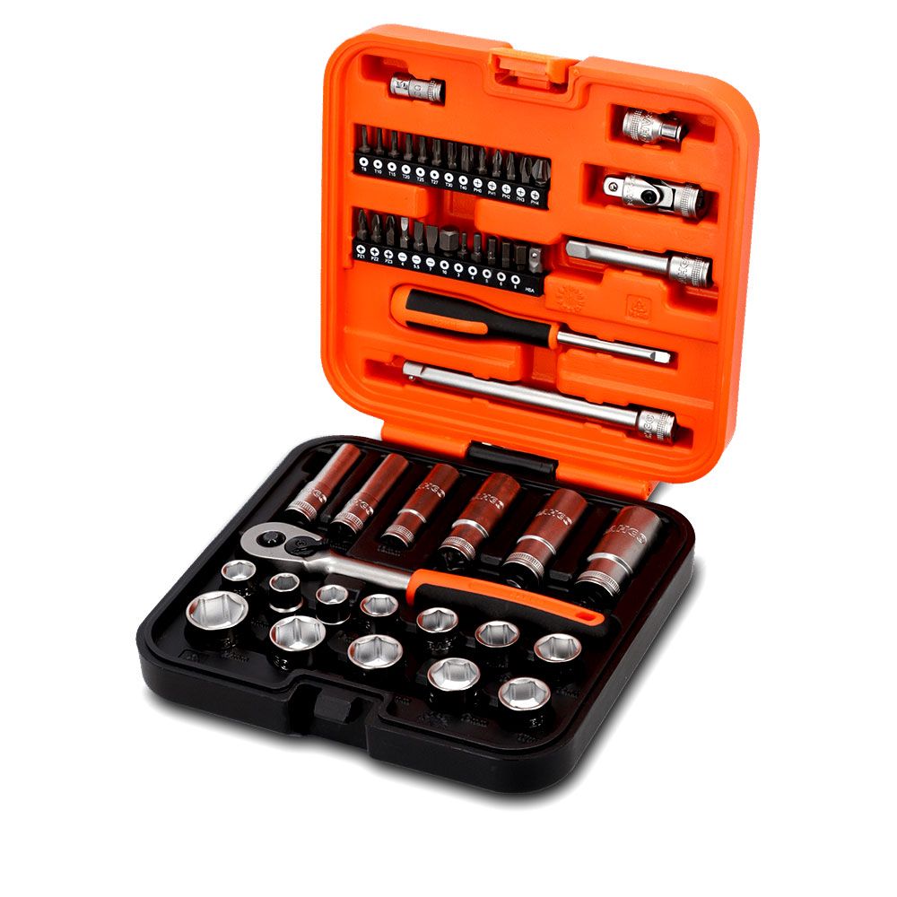 Bahco S51MC3H 51pce 3/8” Square Drive Standard and Deep Socket Set with Metric Hex Profile and 1/4” Bits – image 3