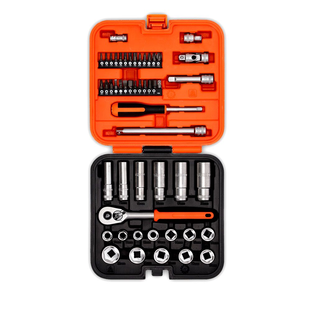 Bahco S51MC3H 51pce 3/8” Square Drive Standard and Deep Socket Set with Metric Hex Profile and 1/4” Bits – image 4