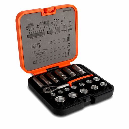 Bahco S51MC3H 51pce 3/8” Square Drive Standard and Deep Socket Set with Metric Hex Profile and 1/4” Bits – image 5