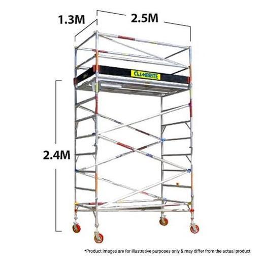 Climbrite CLI25D 2.5 x 1.3 x 2.4m Double Width Aluminium Mobile Scaffold