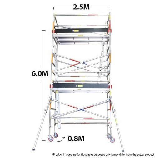 Climbrite CLI6S 2.5m x 0.8m x 6.0m Single Width Aluminium Mobile Scaffold