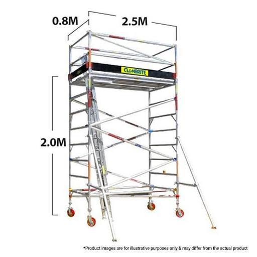 Climbrite CLI2S 2.5 x 0.8 x 2.0m Single Width Aluminium Mobile Scaffold