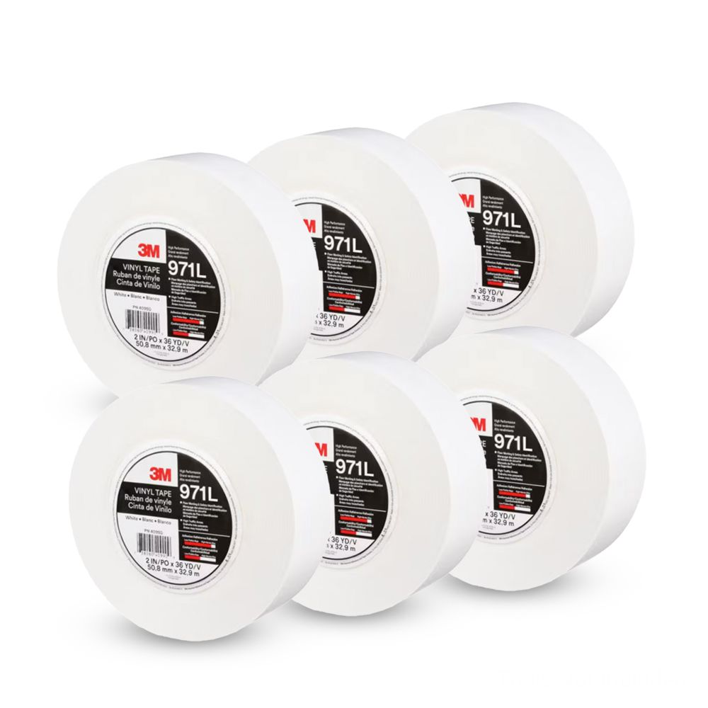 3M 7100333245-6PK (70007560827) 6-Pack 50mm x 33m 971 Durable Floor Marking Tape - White – image 2