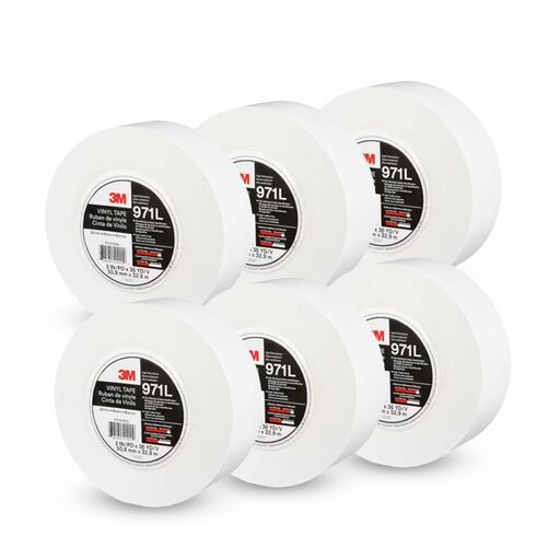 3M 7100333245-6PK (70007560827) 6-Pack 50mm x 33m 971 Durable Floor Marking Tape - White – image 2