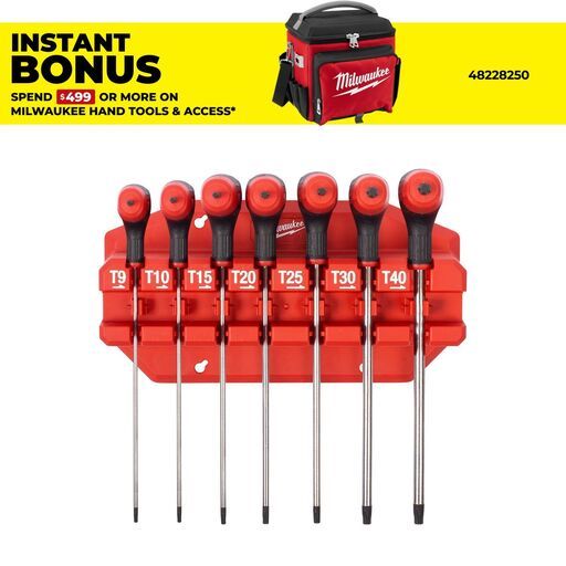 Milwaukee 4932498690 7pce Torx Key Wrenches with Comfort Grip Set with Rack