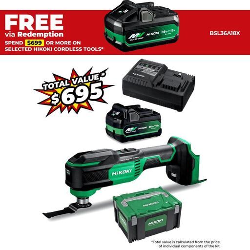 HiKOKI CV18DA(SP2Z) 18V 5.0Ah - 2.5Ah MultiVolt Cordless Brushless Multi Tool Starter Pack Combo Kit