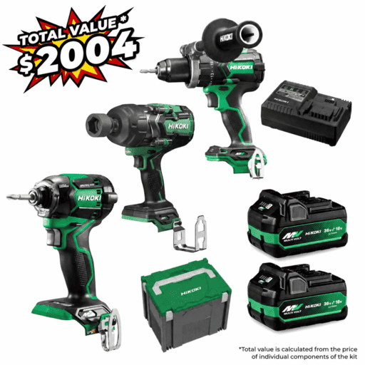 HiKOKI KC36D3P(PMZ) (AU48000057) 36V Li-ion Cordless Brushless Impact Drill Driver & Wrench 3pce Combo Kit – image 2