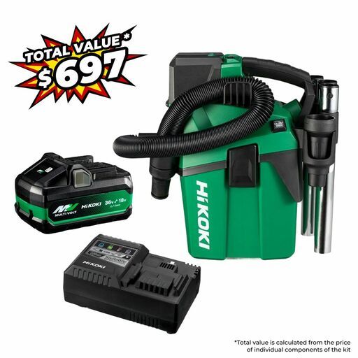 HiKOKI RP18DLA(SP1Z) (AU40100080) 18V 5.0Ah Cordless L-Class Vacuum Cleaner Value Pack Combo Kit – image 5