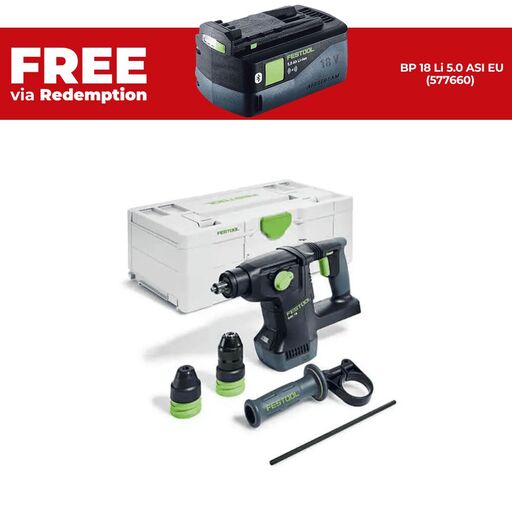 Festool KHC 18 EB-BASIC (577447) 18V Li-ion Cordless Brushless SDS Plus Rotary Hammer in Systainer - Skin Only