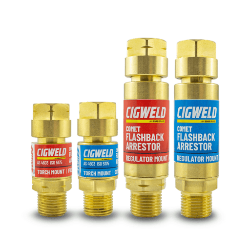 Cigweld 208567 4-Pack Comet Flashback Arrestor Regulator & Torch Mount Set