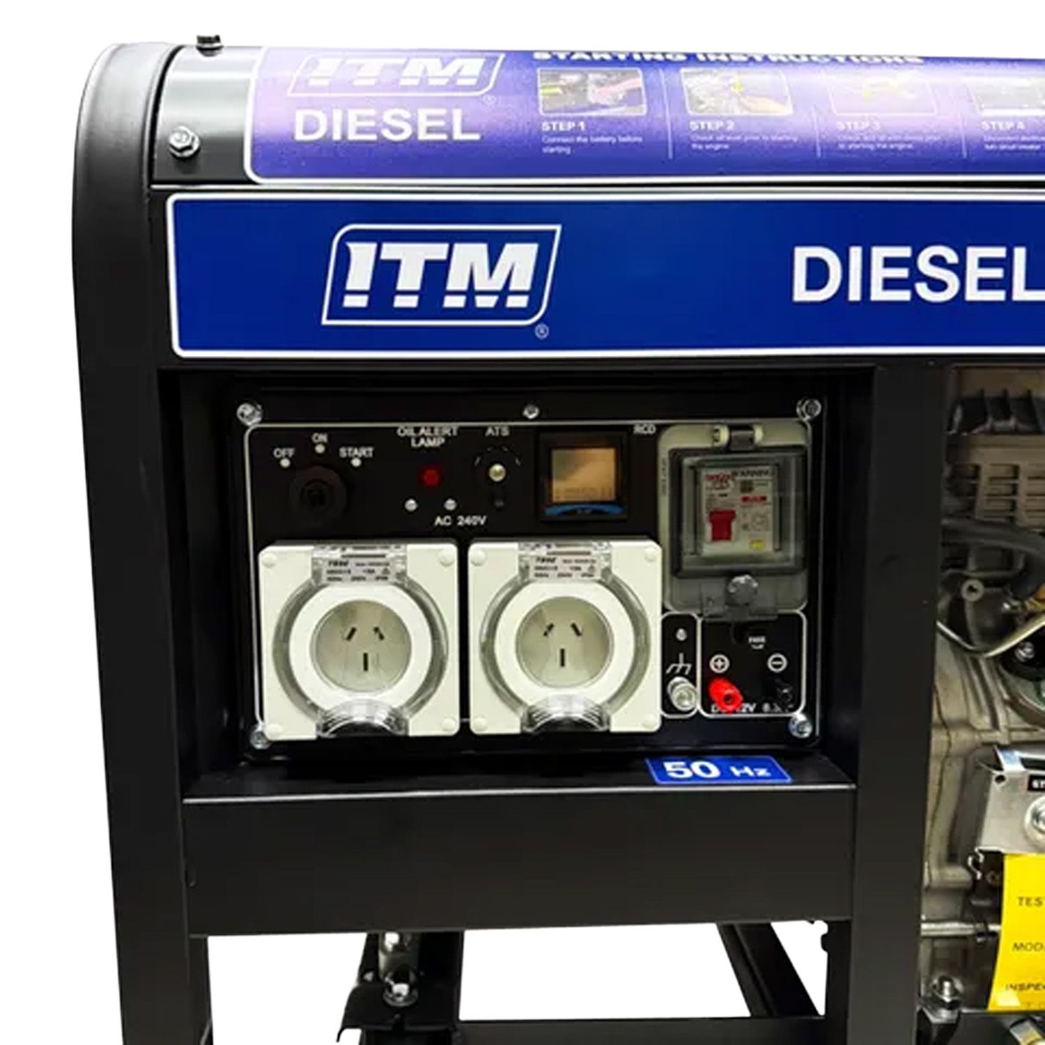 Itm Generators ITM TM524-6500 6500W Peak Electric Start Diesel Generator - Open Frame