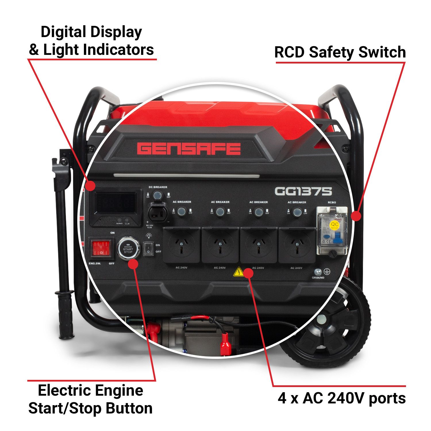Gensafe GG1375 13.75KVA Petrol Electric Start Generator – image 4