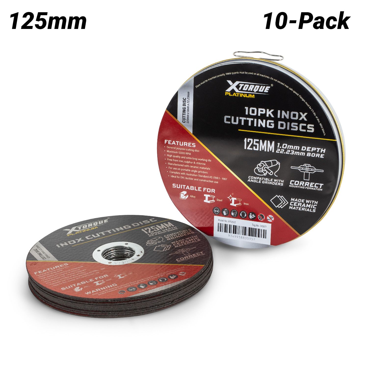 Xtorque XP125V2 10-Pack Platinum 125mm x 1mm x 22.23mm Inox Cutting Discs – image 1