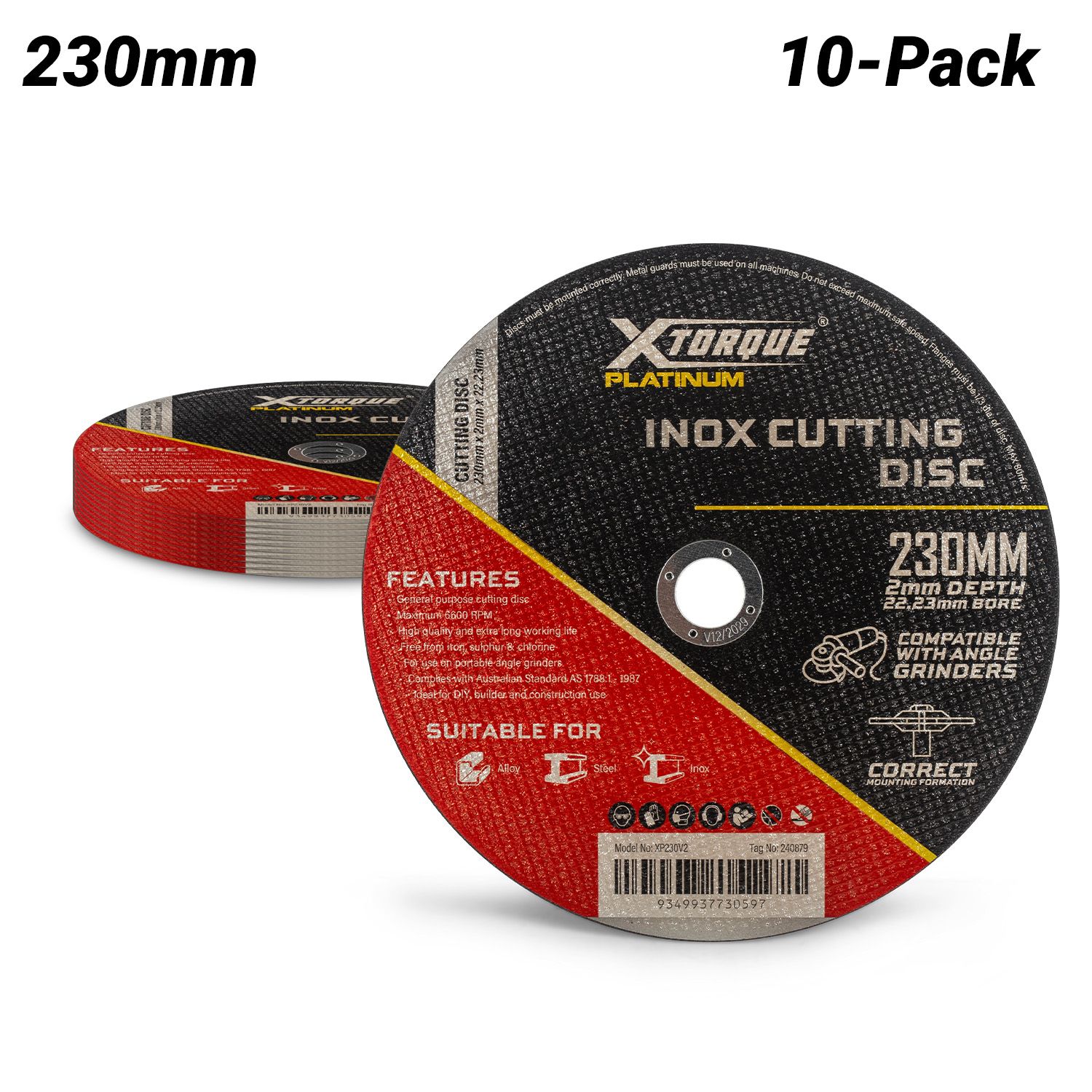 Xtorque XP230V2-10 Platinum 10-Pack 230mm x 2mm Inox Cutting Disc – image 1