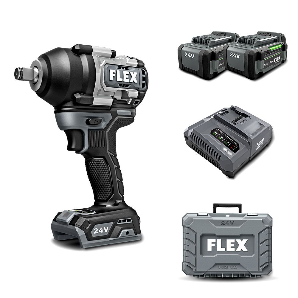 Flex FXA1451-2CA 24V 5.0Ah Li-ion Cordless 1/2" Mid Torque Impact Wrench Combo Kit – image 1