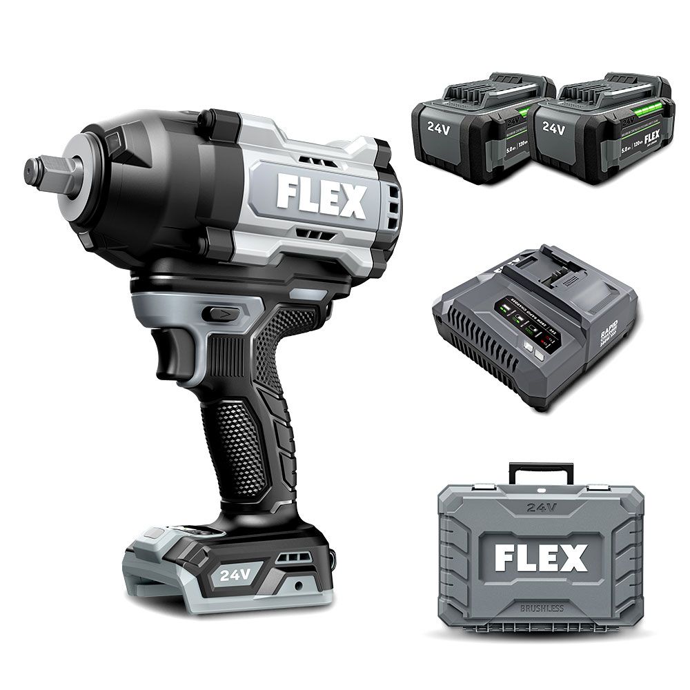 Flex FXA1472-2CA 24V 5.0Ah Li-ion Cordless 1/2" High Torque Impact Wrench Combo Kit – image 1