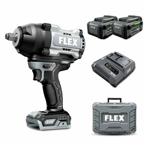 Flex FXA1472-2CA 24V 5.0Ah Li-ion Cordless 1/2" High Torque Impact Wrench Combo Kit