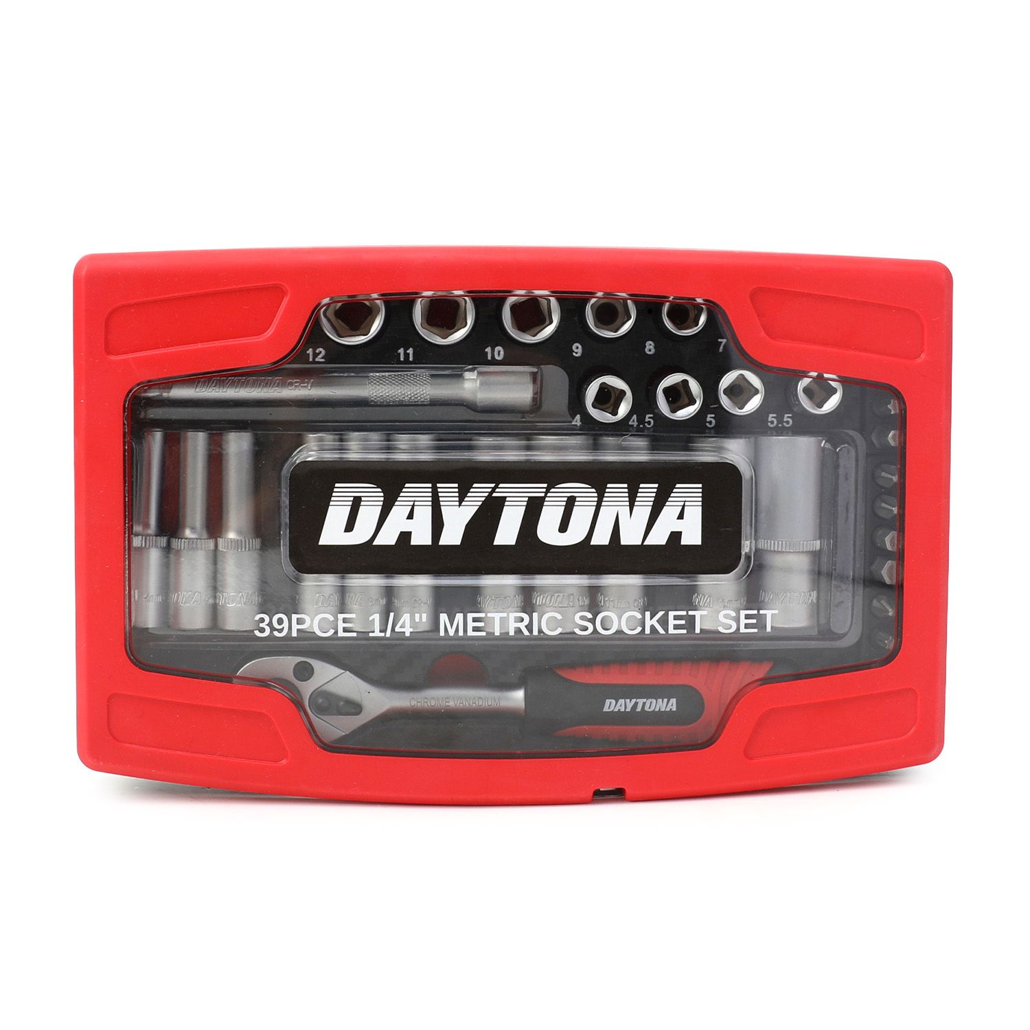 Daytona DSS39 39pce 1/4" 4-14mm, T10-T40, PH2 and PZ2 Socket Set with 100mm Extension Bar – image 4