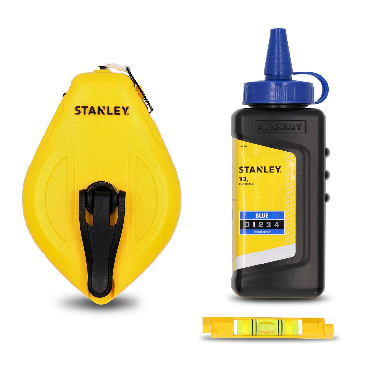 Stanley STHT47113-0 30m 1:1 Plastic Chalk Reel with Blue Chalk & Level Kit – image 2