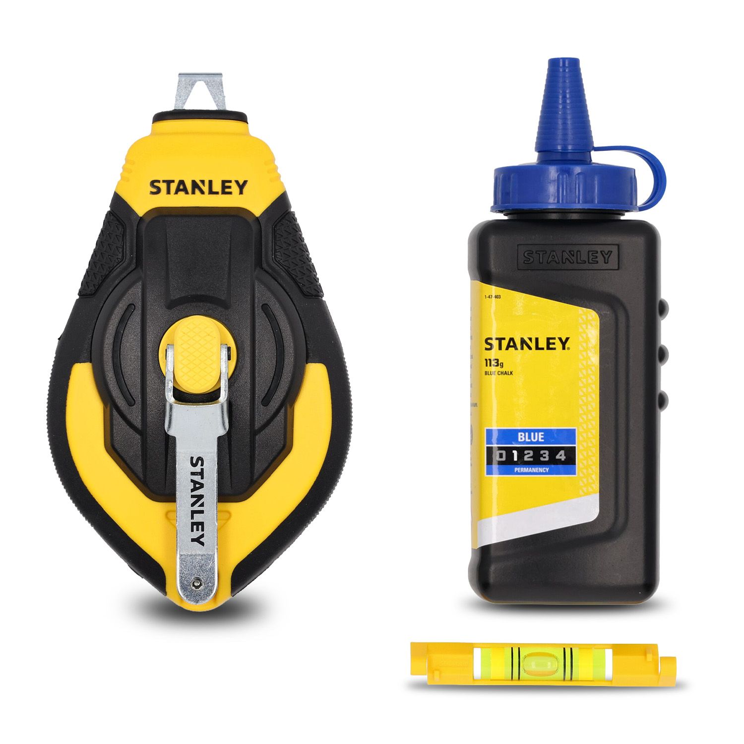Stanley STHT47312-0 30m 3:1 Plastic Chalk Reel with Blue Chalk & Level Kit – image 2