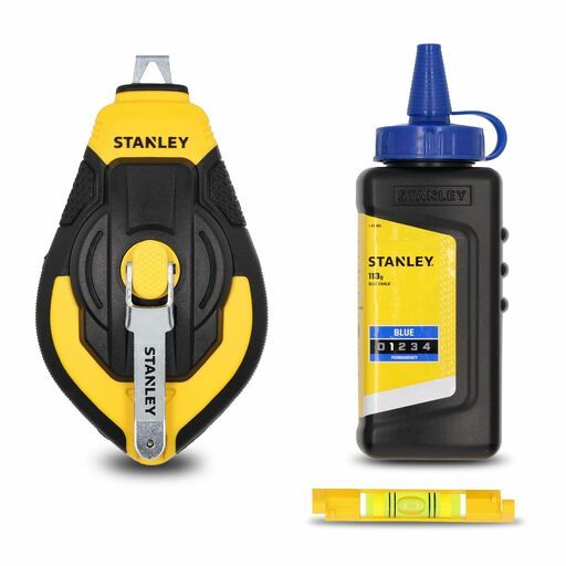 Stanley STHT47312-0 30m 3:1 Plastic Chalk Reel with Blue Chalk & Level Kit – image 2