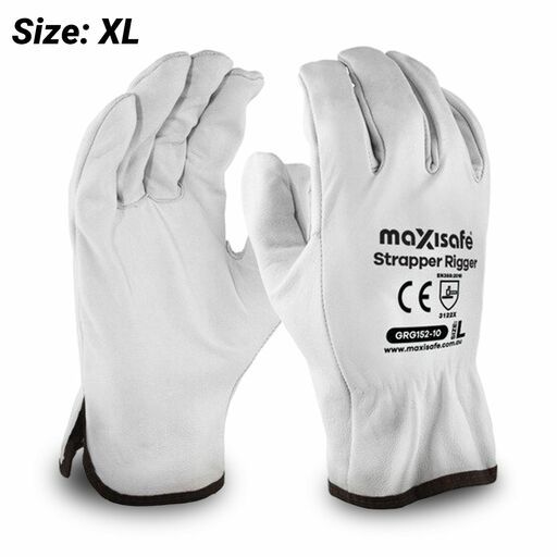 Maxisafe GRG152-11 Strapper Riggers Leather Gloves - Size 11 - XL