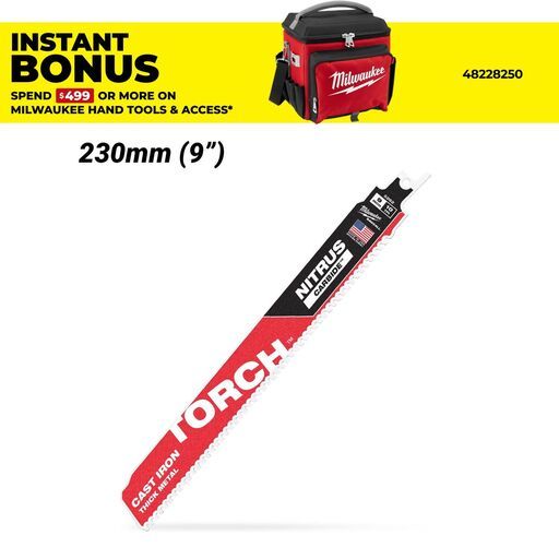Milwaukee 48476252 230mm (9") SAWZALL™ The TORCH™ with NITRUS CARBIDE Teeth 10TPI Blade